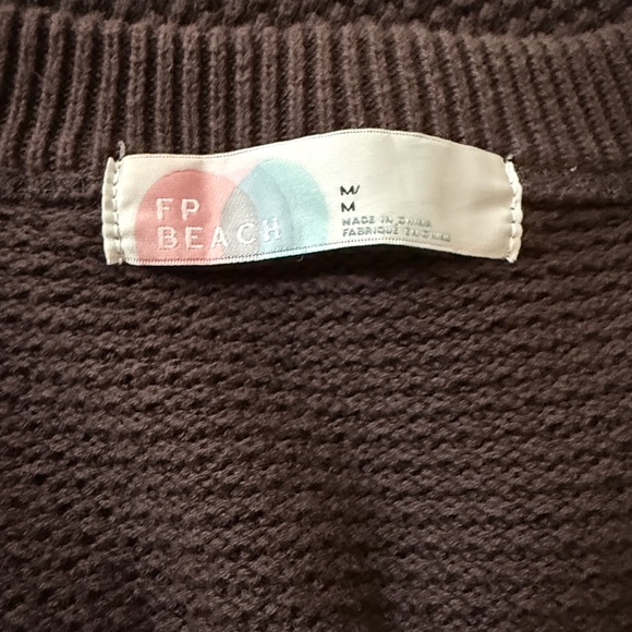 Free People Waffle-Knit V-Neck Sweater in Chocolate Brown - Picture 2 of 5